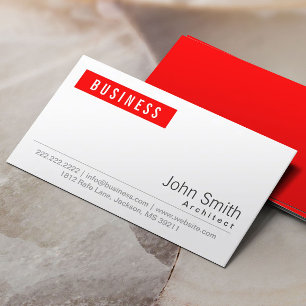 Cartão de visita de arquitetura de etiquetas verm