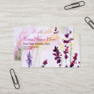 Cartão de visita de Arte com Aquarela Floral Bot