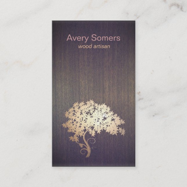 Cartão de visita de Artista de Madeira de Árvore D (Frente)