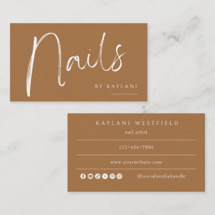 Cartão de Visita de Artista de Unhas Boho Brushed
