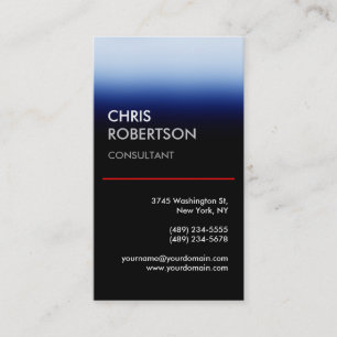 Cartão de visita de Atrativo Preto Vertical Azul