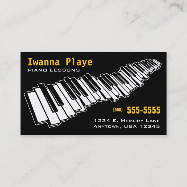 Cartão de Visita de Aulas de Piano (Frente)