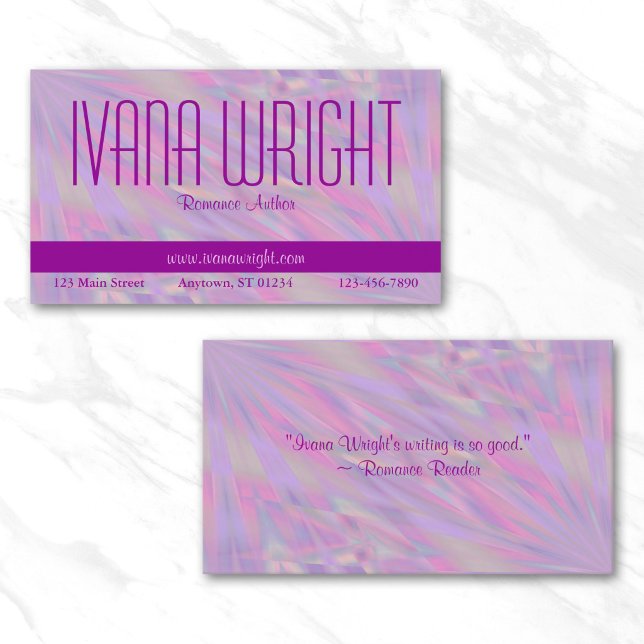 Cartão de Visita de Autor Roxo Rosa (Purple Pink Author Business Card)