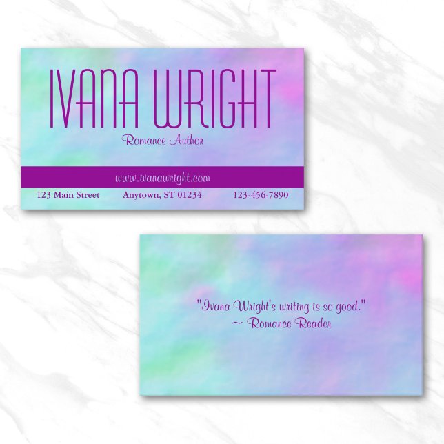 Cartão de Visita de Autor Roxo sobre Blues (Purple on Blues Author Business Card)