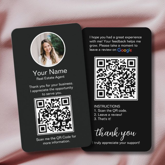 Cartão de Visita de Avaliação do Google com Foto e (Google Review Business Card with Photo and QR Code)
