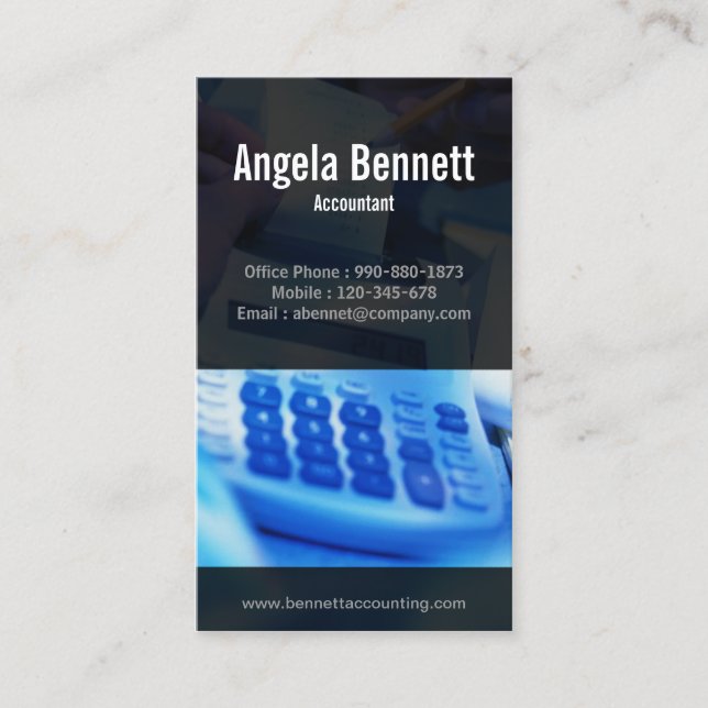 Cartão de visita de Azul de Contabilidade de Máqui (Frente)