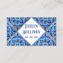 Cartão de visita de azulejo mediterrânico