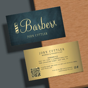 Cartão de visita de barbearia com código QR naval