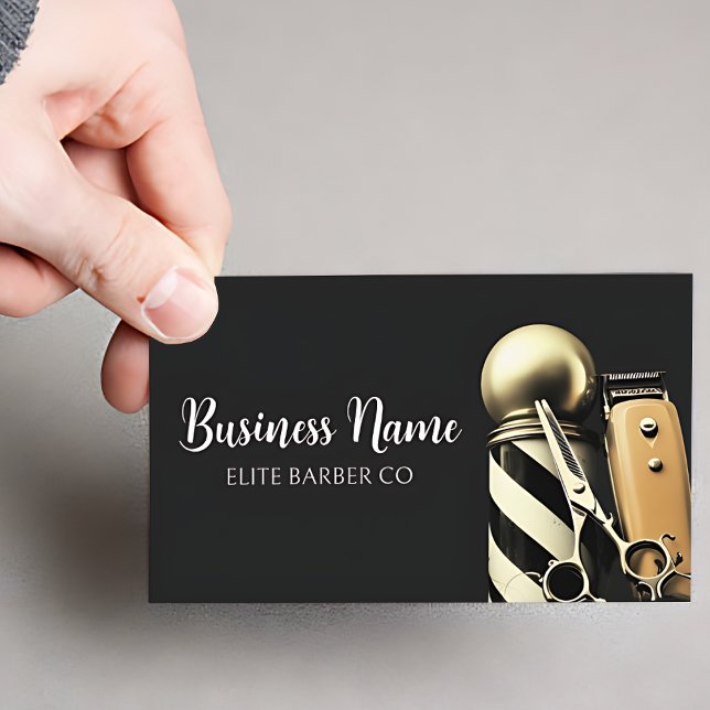 Cartão de Visita de Barbearia Moderna com Texto Ed (Modern Barber Business Card)