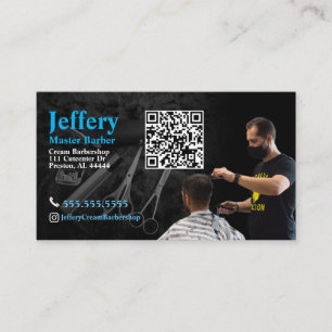 Cartão de visita de barbeiro com código QR
