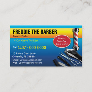 Cartão de visita de barbeiro (polo de barbearia -