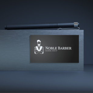 Cartão de Visita de Barbeiro Preto e Branco Barb