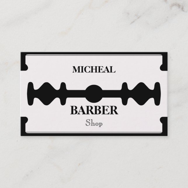 Cartão de visita de Barber de Blade Razor Simples (Frente)