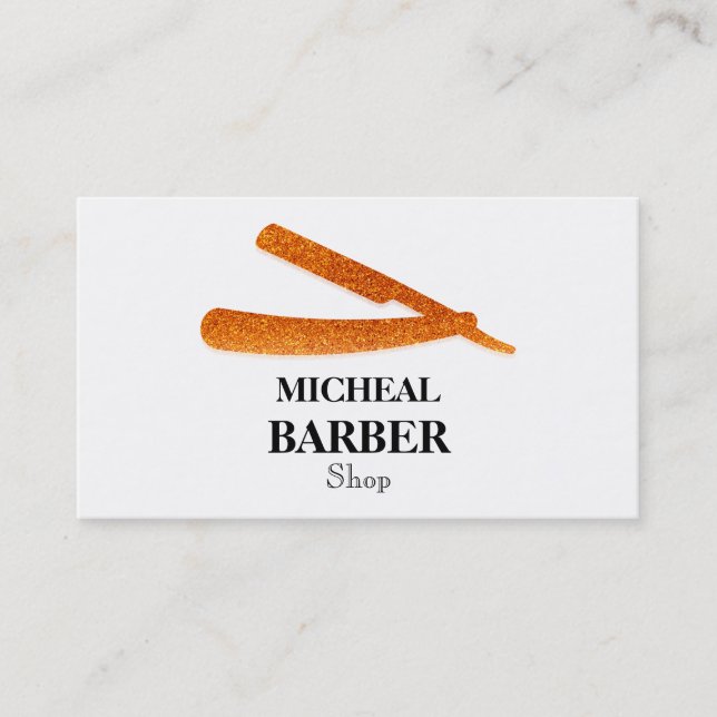 Cartão de visita de Barber Dourada de Lâmina Simpl (Frente)