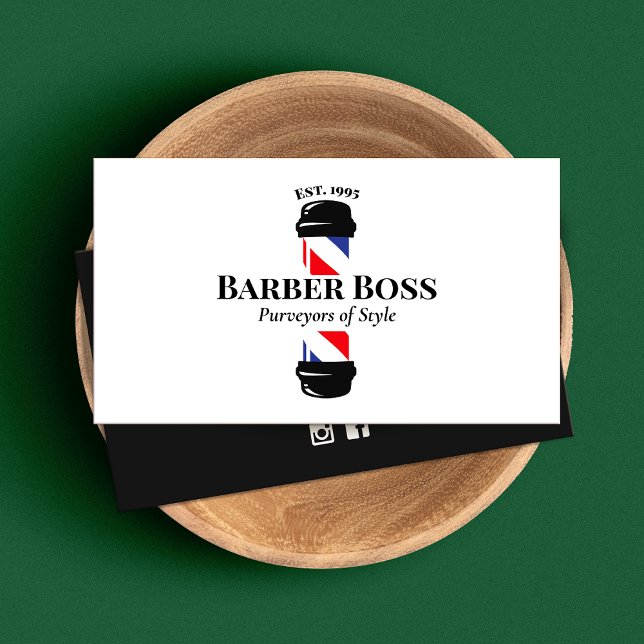 Cartão de visita de Barber Pole Barbershop Clássic (Criador carregado)