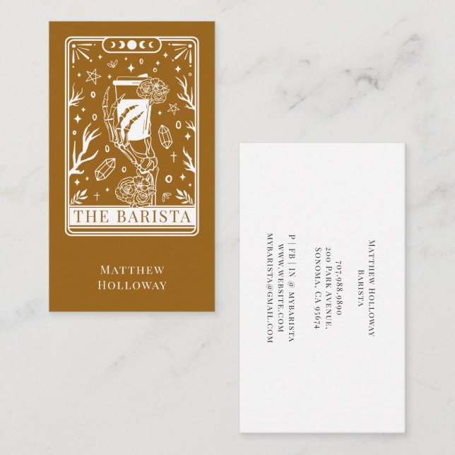 Cartão de Visita de Barista Tarot (Frente/Verso)