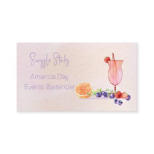 Cartão de Visita de Barman com Aquarela de Coquete