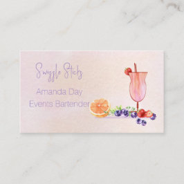Cartão de Visita de Barman com Aquarela de Coquete