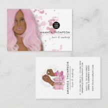 Cartão de Visita de Beleza Fashion Rosa Chic