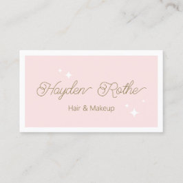 Cartão de visita de Beleza Rosa com Script Retro B