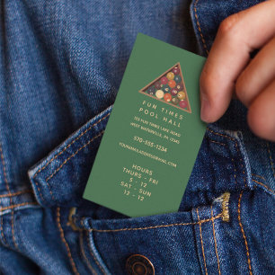 Cartão de visita de Bilhares de piscina com Horas