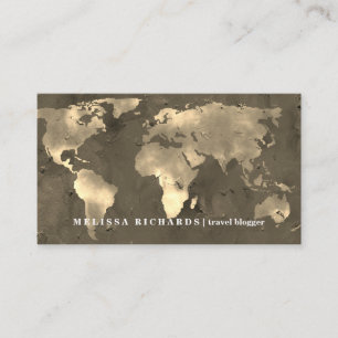 Cartão de visita de Blog Colorida World Map Viagem