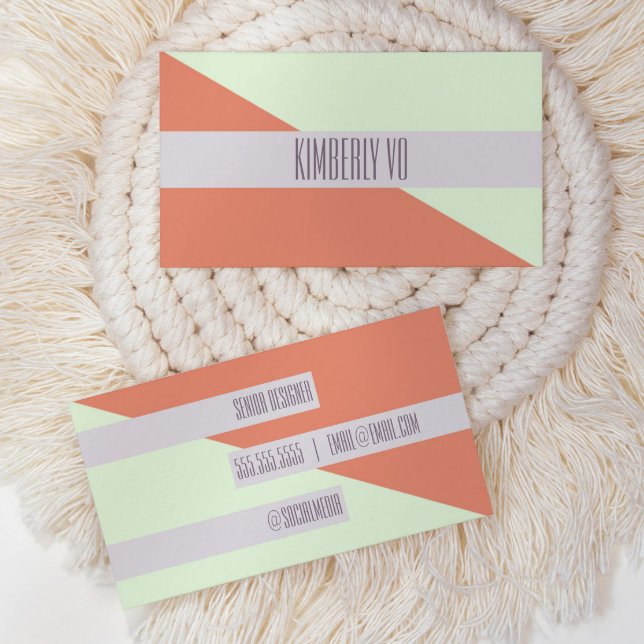 Cartão de visita de Bloqueio Geométrico de Tendênc (modern color block trendy business card)