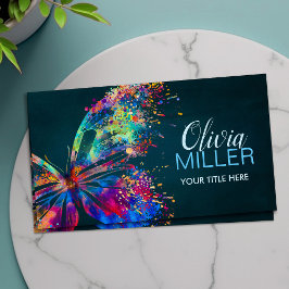 Cartão de visita de borboleta de tinta colorida