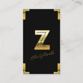 Cartão de visita de Bordas Iniciais e Douradas Z