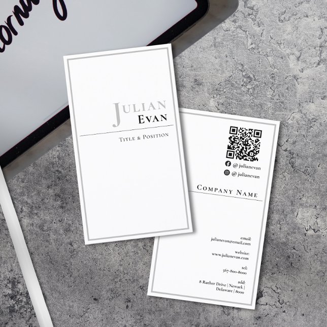 Cartão de visita de branco profissional elegante (Elegant Professional White Business Card)