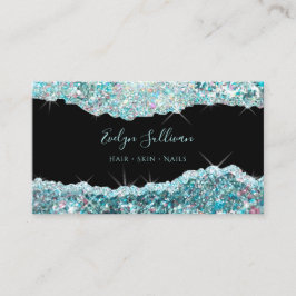 Cartão de visita de brilho do teal iridescente