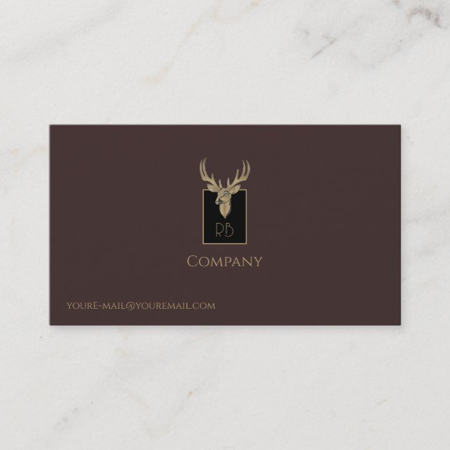 Cartão de visita de cabeça de veado Dourado (Frente)