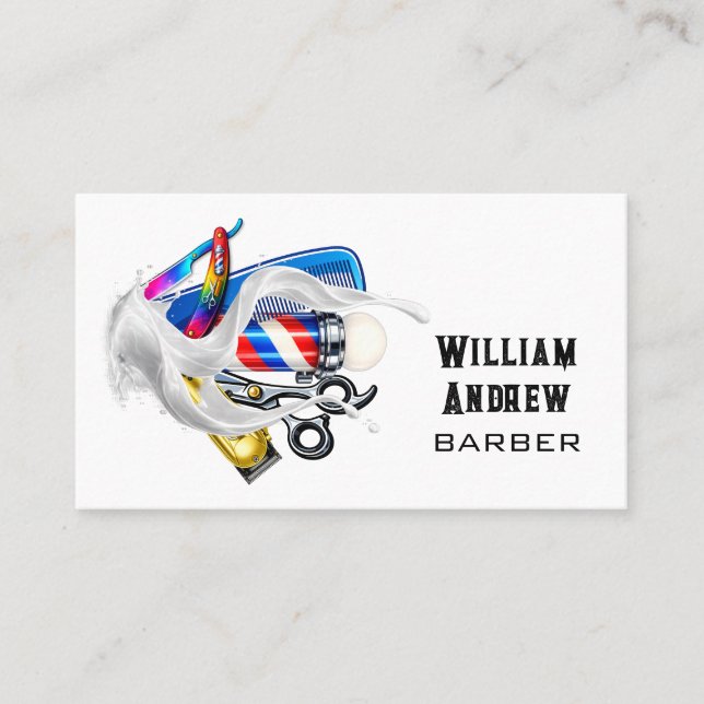Cartão de Visita de Cabeleireiro de Barbearia Prof (Frente)