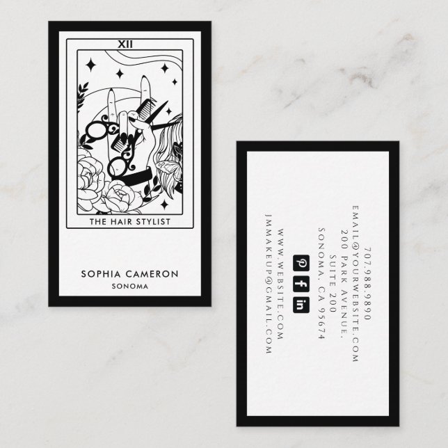 Cartão de Visita de Cabeleireiro Tarot (Frente/Verso)