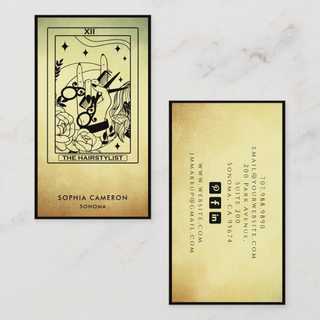Cartão de Visita de Cabelereiro Tarot Gradiente Do (Frente/Verso)