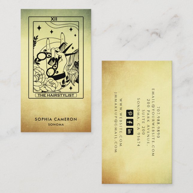 Cartão de Visita de Cabelereiro Tarot Gradiente Do (Frente/Verso)
