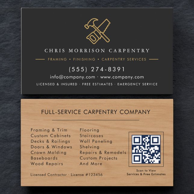 Cartão de Visita de Carpintaria Código QR de Madei (Criador carregado)