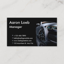 Cartão de visita de Carro Esportivo Branco e Negro