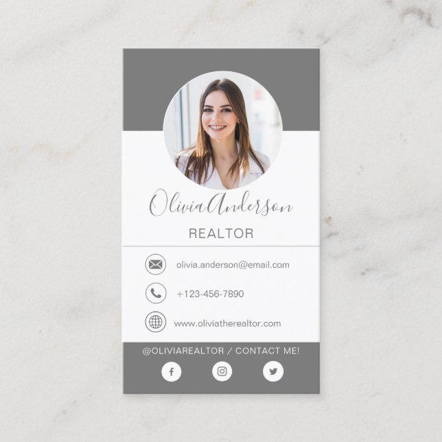 Cartão de visita de carvão de fotografia profissio (Frente)