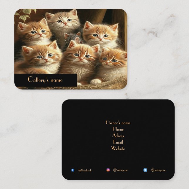 Cartão de visita de Cateria Personalizável (Frente/Verso)