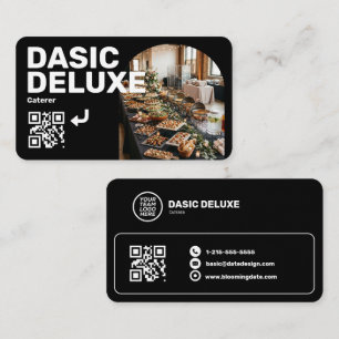 Cartão de visita de catering com logotipo e código