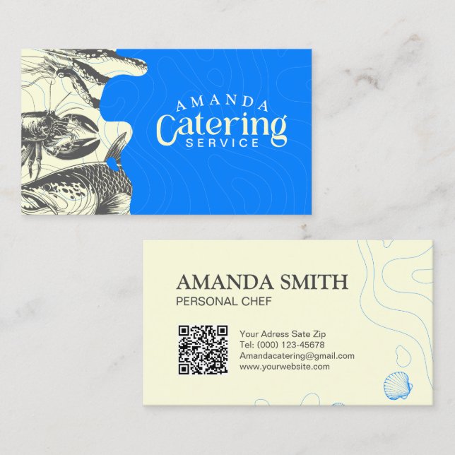 Cartão de visita de catering personalizado para ma (Frente/Verso)