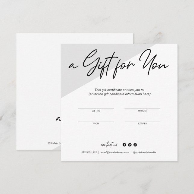 Cartão de visita de Certificado de Presente Minima (Frente/Verso)