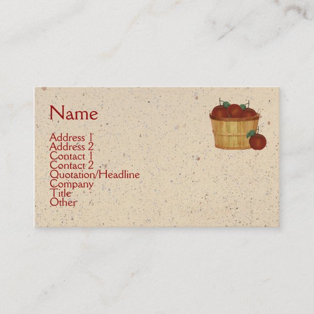 Cartão de visita de cesto de maçã (Frente)