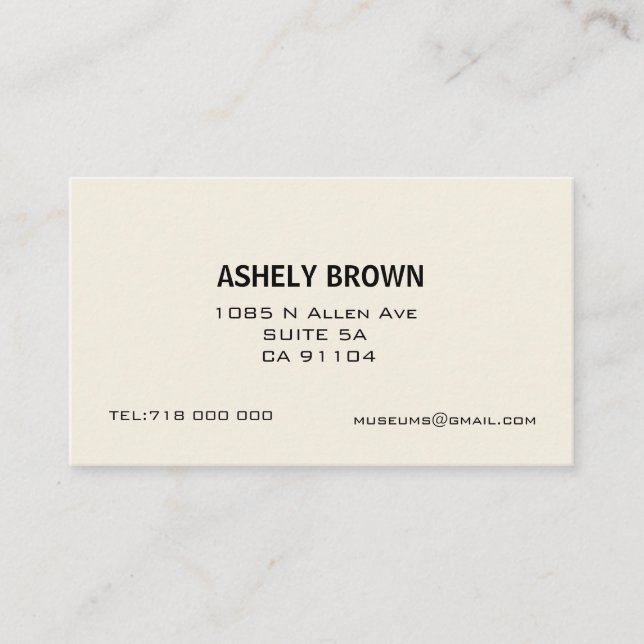 Cartão de visita de chamada minimalista de Ecru (Frente)