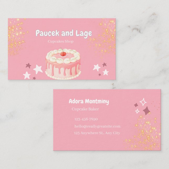 Cartão de Visita de Chef de Confeitaria Elegante – (Frente/Verso)