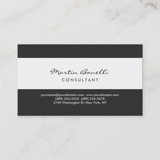 Cartão de visita de Cinza branca minimalista moder (Frente)