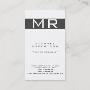 Cartão de visita de Cinza branco de monograma mode