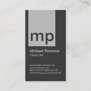 Cartão de visita de Cinza de de prata vertical