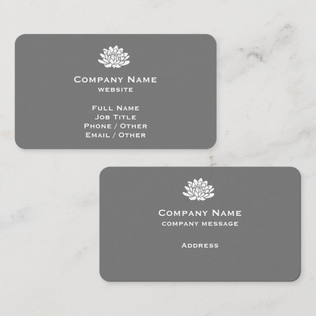 Cartão de visita de Cinza personalizável (Frente/Verso)